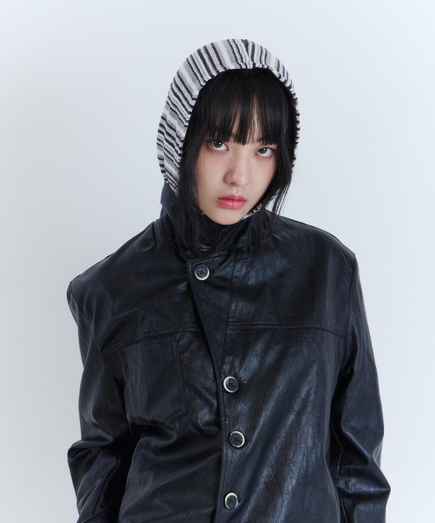 PARADIGMFILM [Ep.03] Sleek Leather Crop Blazer (Black)