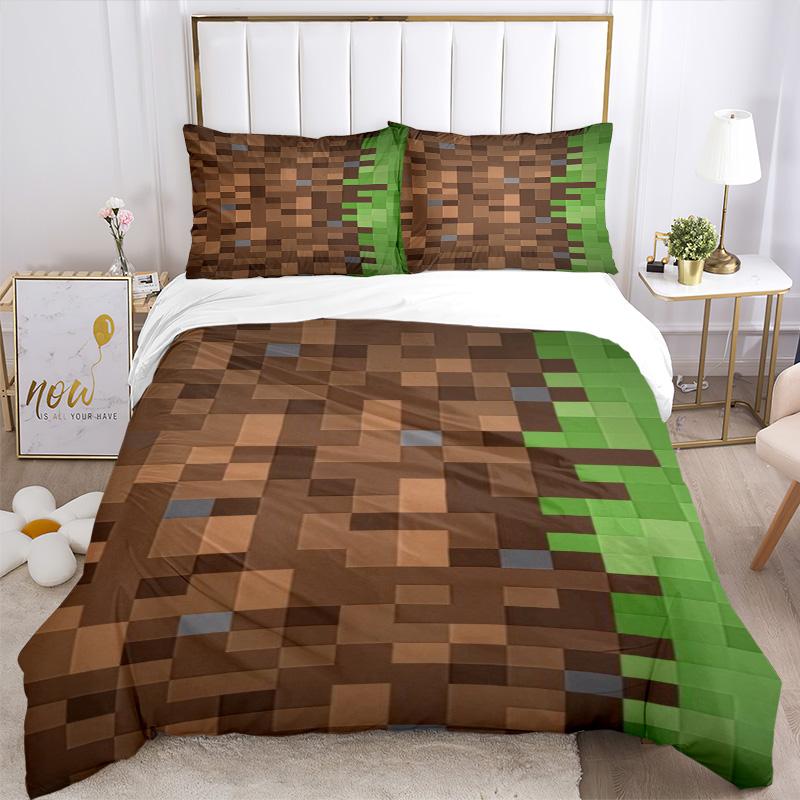 Minecraft Earth Exploration Print 3Pcs Bedding Setduvet Cover With 2 Bedropillowcase Home Birthday Gift