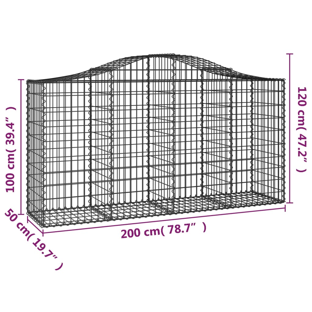 Vidaxl Kosze Gabionowe, 2 Szt, 200X50X100/120 Cm, Galwanizowane Żelazo