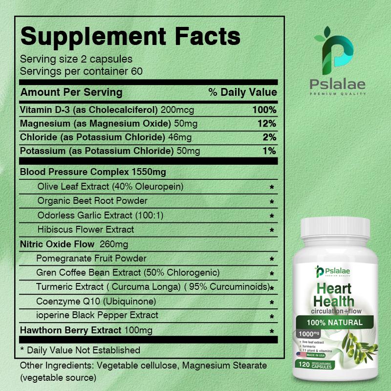 Pslalae - 1000 mg Olive Leaf Extract Capsules - Heart Health