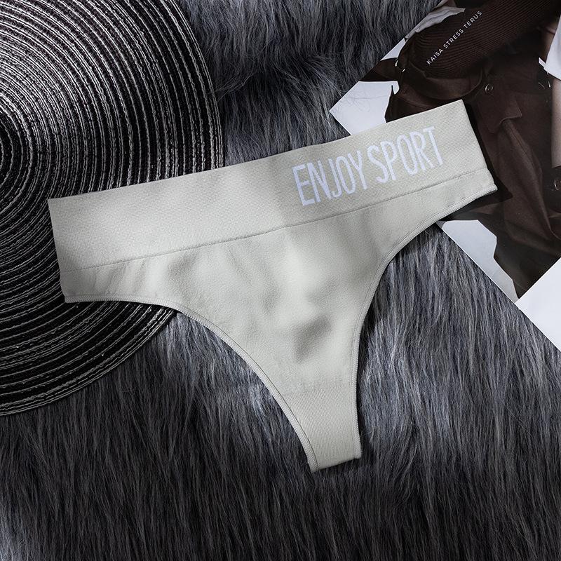 Сексуальные женские бесшовные спортивные стринги, высокоэластичные, с широкой резинкой с надписью, удобное нижнее белье, трусы с эффектом лифтинга ягодиц