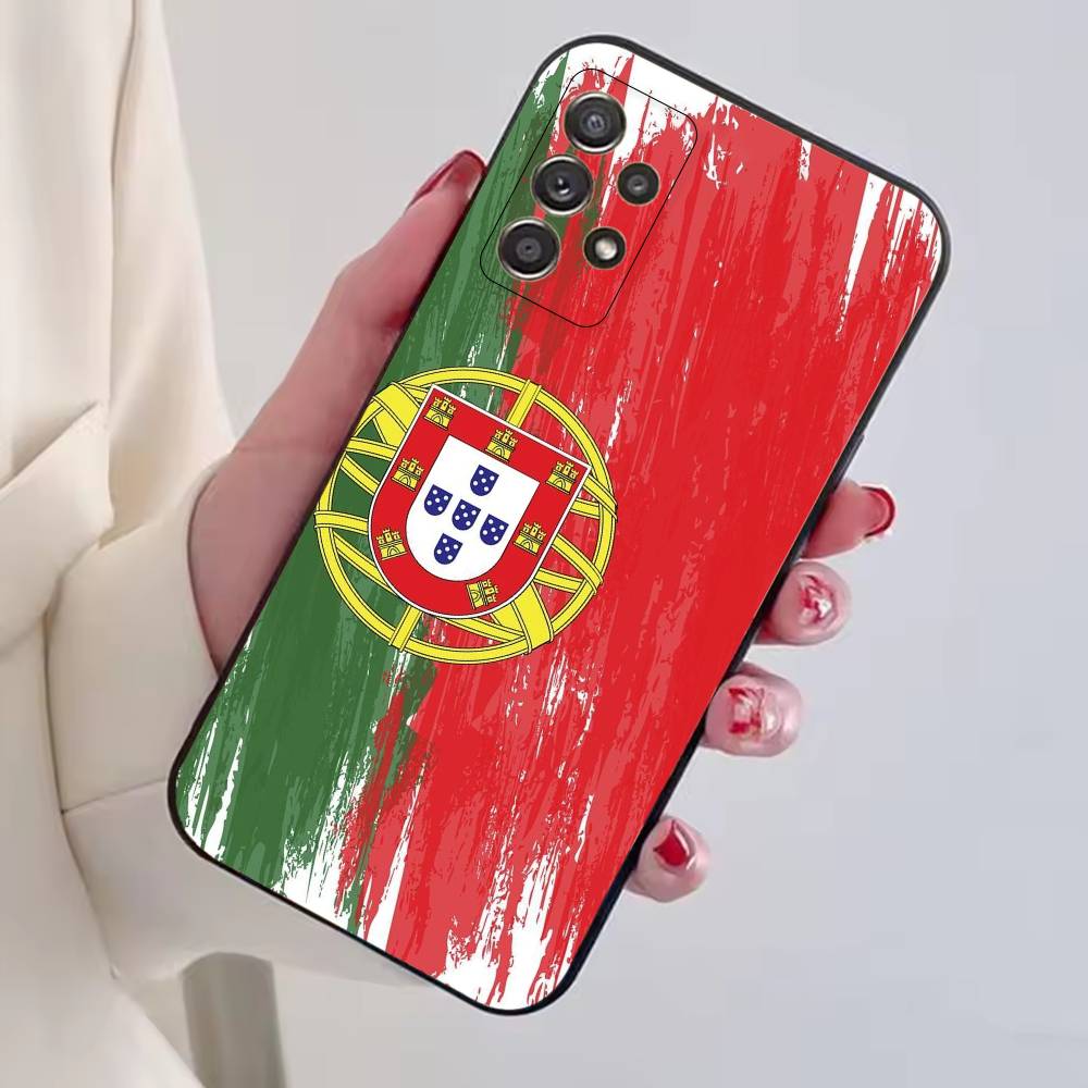 Чехол для телефона с флагом Португалии для фанатов футбола, для Samsung S25, S24, S21, S22, S23, S30, Ultra, S20, Plus, Fe, Мягкий силиконовый черный чехол