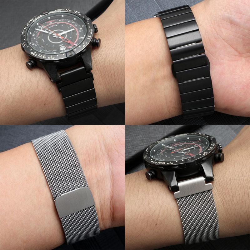 For For Men's TIMEX T2N720 T2N721 TW2R55500 T2N739 Garmin Soild Stainless Steel Watchband Watch Strap 24*16mm Lug End Metal Bracelet