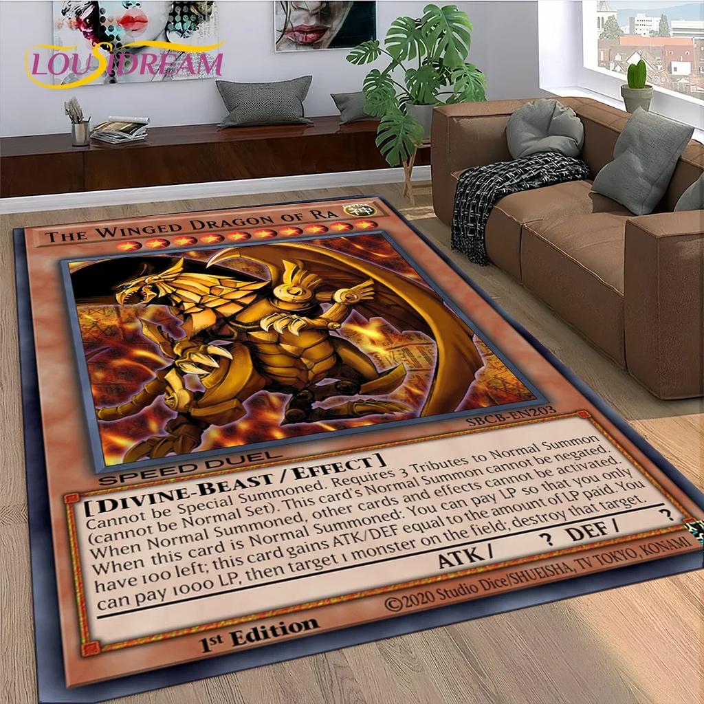 2025 New Yu-Gi-Oh Blue Eyes Dragon Monster Gold Card Cartoon Game Carpet Rug for Bedroom Living Room Home Sofa,Decor Floor Mat