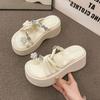 Thick-soled Heightening and Cool Slippers for Women's Summer Wear, New Models with Skirts, Fashionable Cover, Toe Rhinestone High-heeled Sandals.