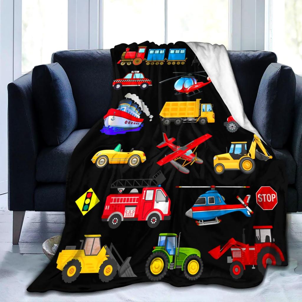 Синий плед Monster Truck Cartoon Cars Flannel Пледы для детей и мальчиков на все времена Трек Кровать Диван Одеяло King Queen Size