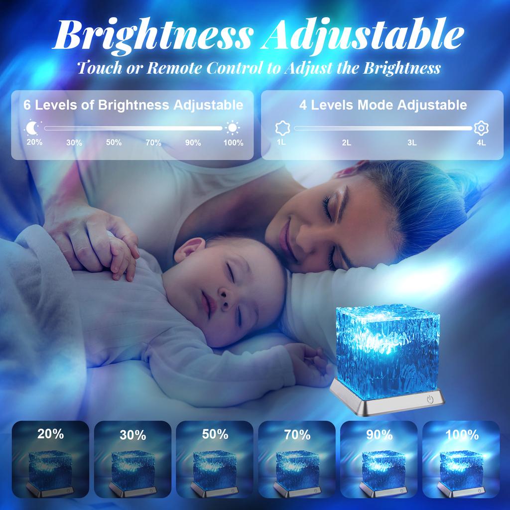 ODM USB Rechargeable Home Water Ripple Night Light RGB Aurora Projector Lamp 16 Colors Remote Control Modern Design Atmosphere
