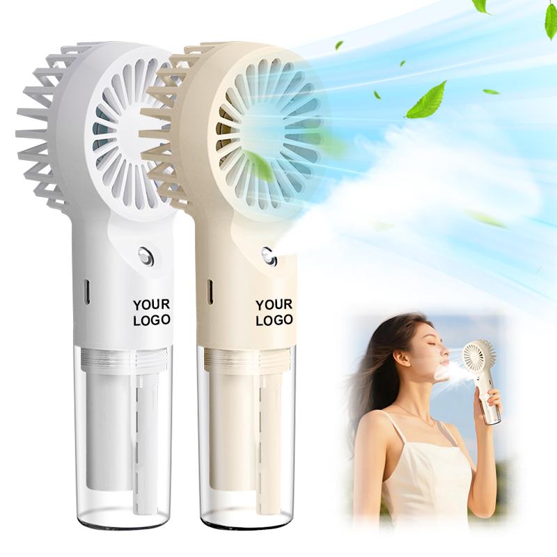 New Water Mist Fan Rechargeable Personal Cooling Quiet 4 Speeds Powerful Mini Portable Fan Handheld Mist Spray Fan for Travel