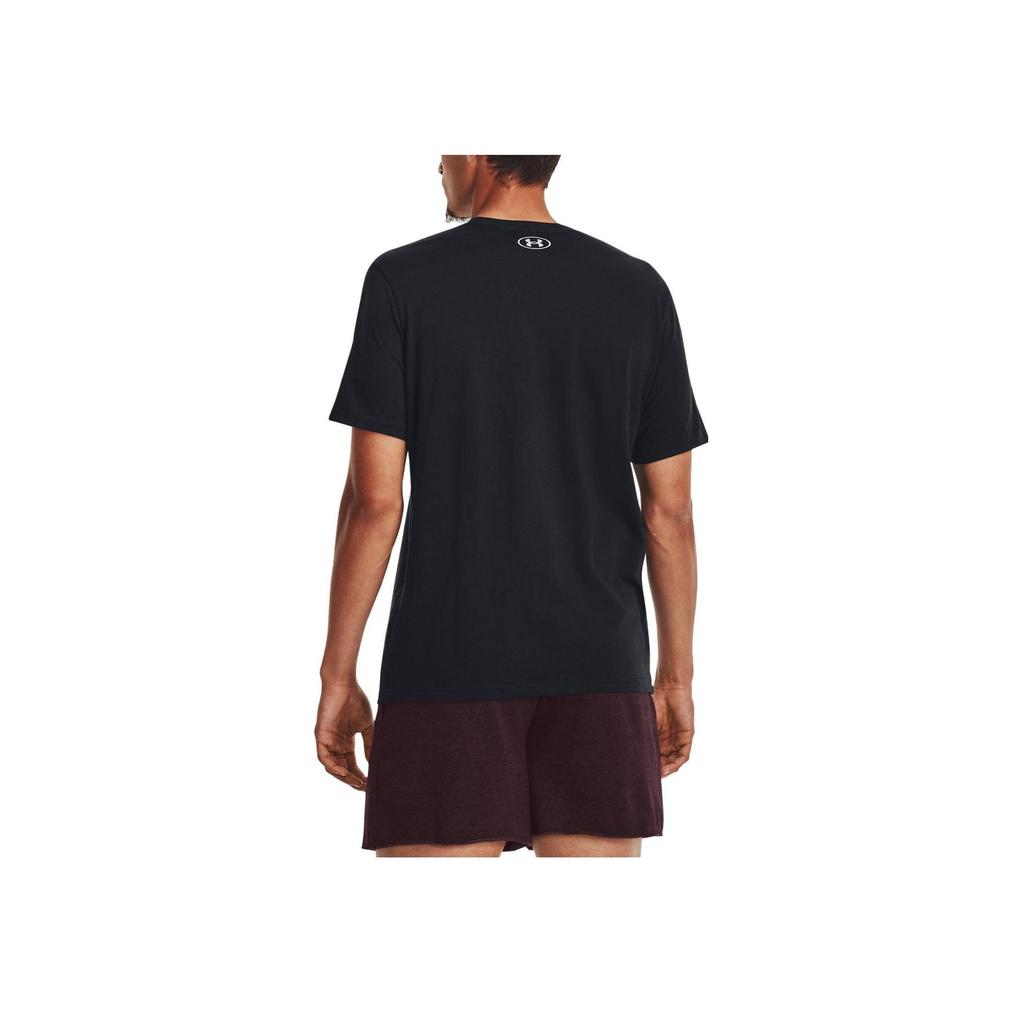 Under Armour Футболка с коротким рукавом и принтом букв, круглый вырез, колледж, значок, мужские футболки, портово-голубой 1379537-001