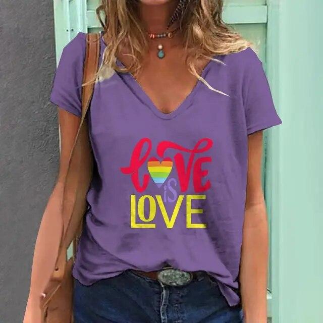 Женская футболка с 3d радужным принтом, топы, модные повседневные футболки с v-образным вырезом, одежда Pride Month, летние женские пуловеры большого размера