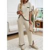 Women's Autumn and Winter Temperament Communicator Collision Short Sleeve Long Pants Sweater Set