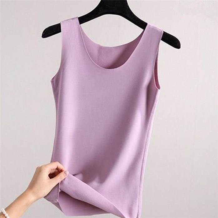 Women Traceless Heating Thermal Vest Plush Thin Slim Fitting Thermal Winter Bottoming Shirt Cest Warm Underwear Base Layer Clothes for Cold Weather
