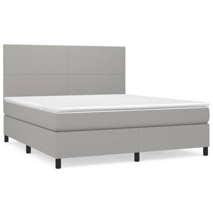 VidaXL Divan Bed with Mattress Light Grey 180x200cm Fabric - Model 3141633