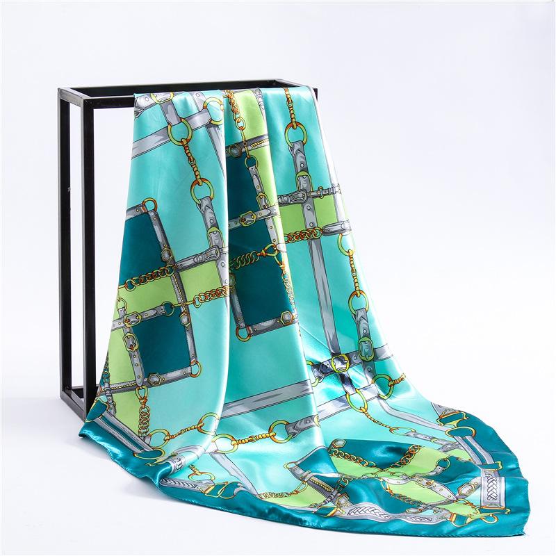 Fashion Hijab Scarf For Women Print Silk Satin Hair Scarfs Kerchief 90*90cm Square Neckerchief Headband Scarves For Ladies