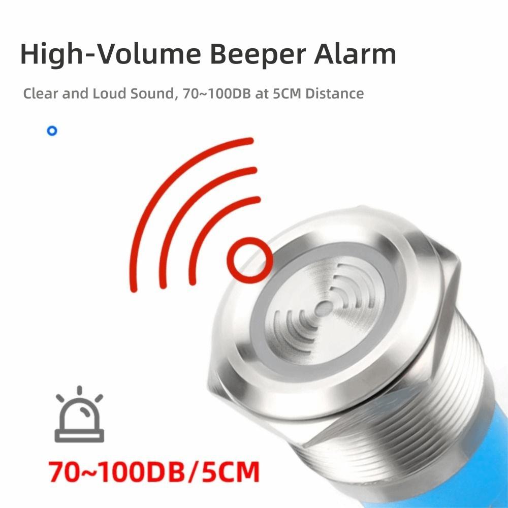 Новый металлический зуммер 19/22 мм DC12V 24V, водонепроницаемый сигнальный зуммер, индикатор из нержавеющей стали 304, красная лампа