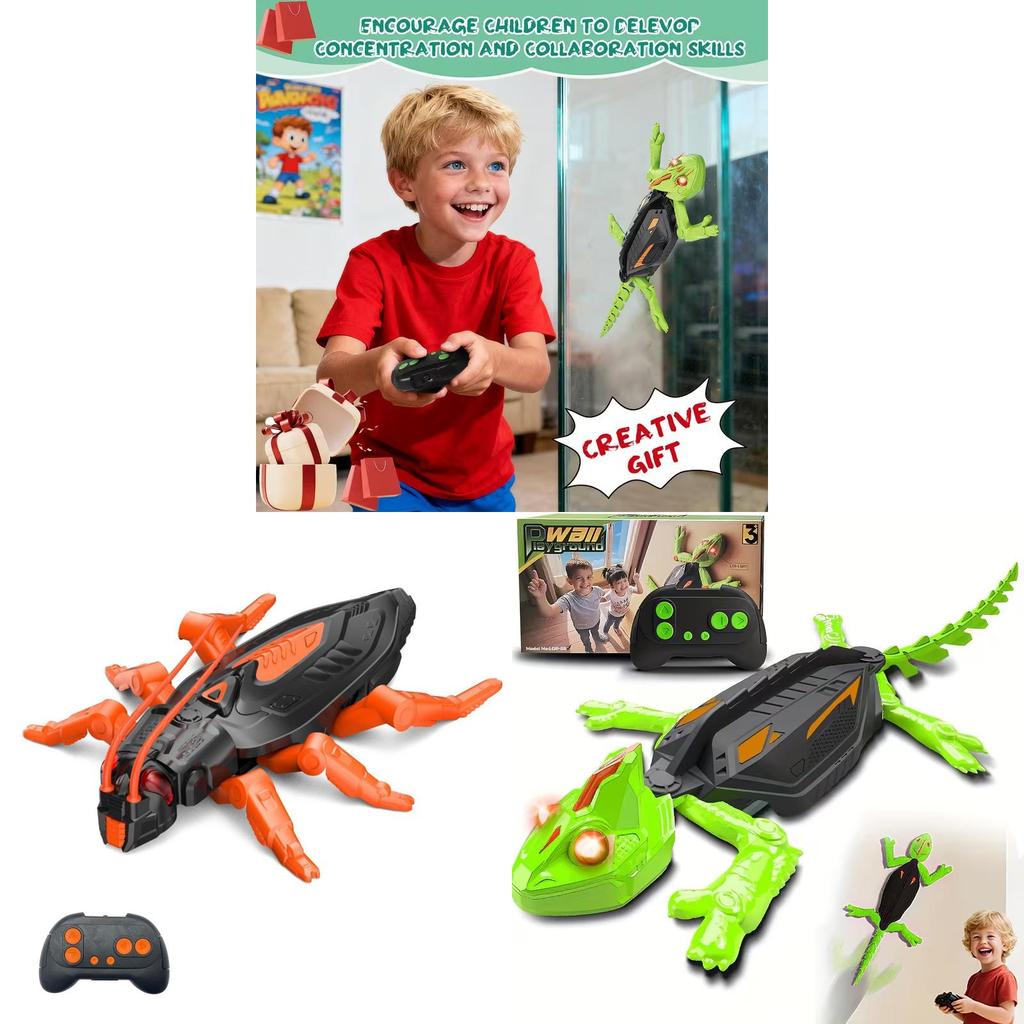 Wireless Remote Control Wall Climbing Lizard Toy With Led Design For Kids
