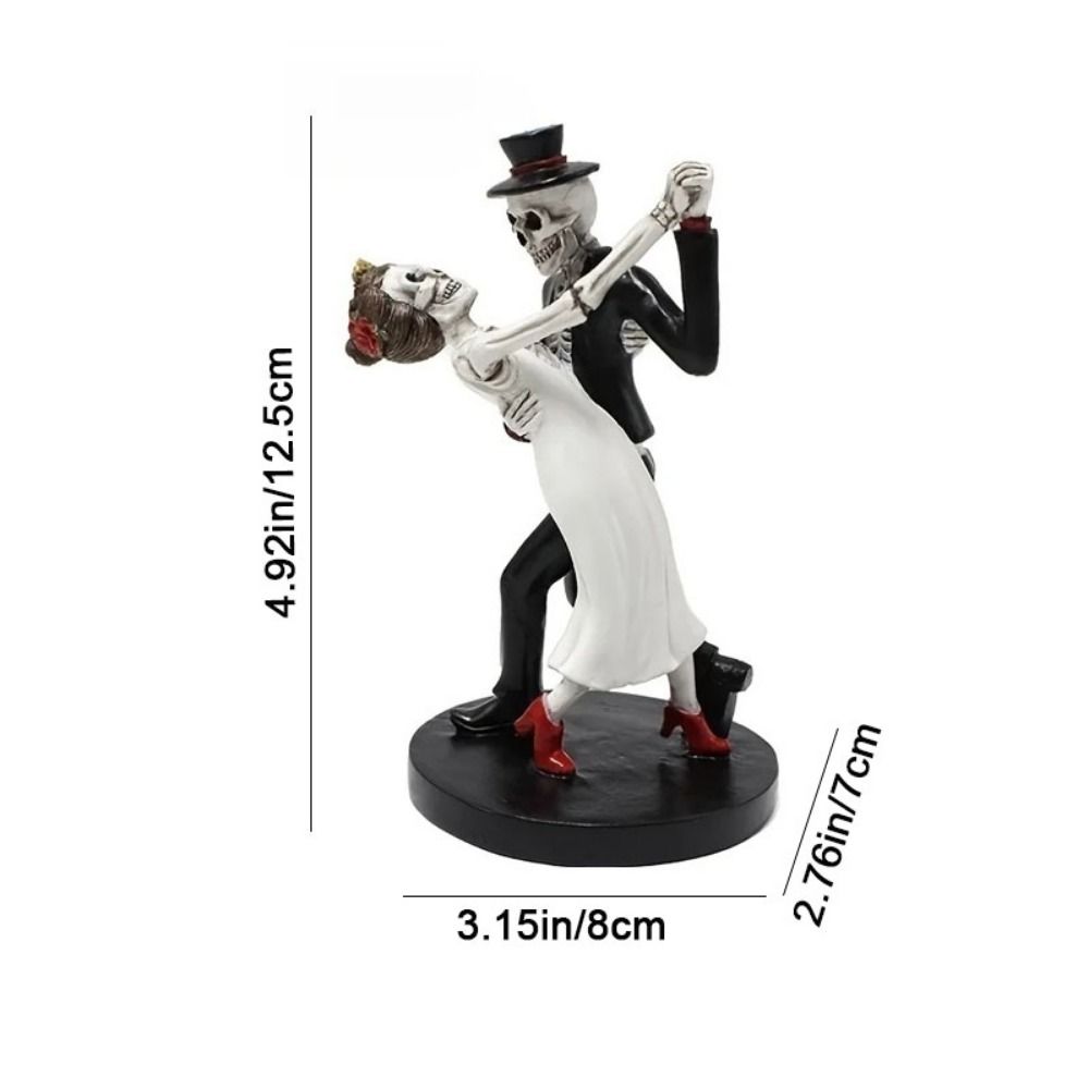 Resin Dance Skeleton Figurine Mini Skeleton Couple Ornament  for Halloween