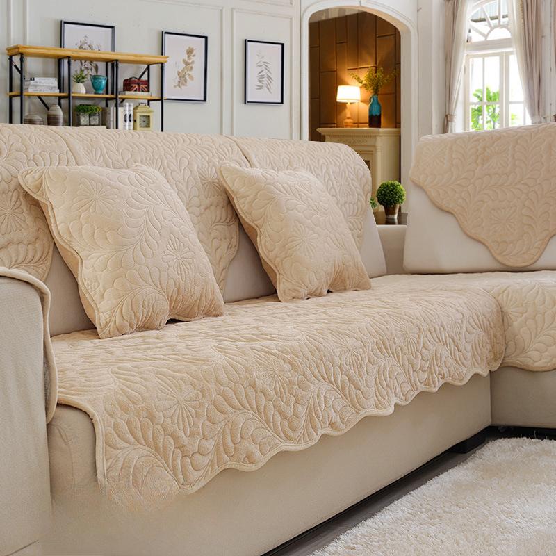 Подушка для дивана, универсальная кожа для всех сезонов, нескользящая, простая утолщенная подушка для сиденья в скандинавском стиле, зимний плюшевый чехол, полотенце на спинке