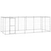 VidaXL Outdoor Dog Kennel Galvanized Steel with Roof 12.1 M² Enclosure Niche Cage 3082304