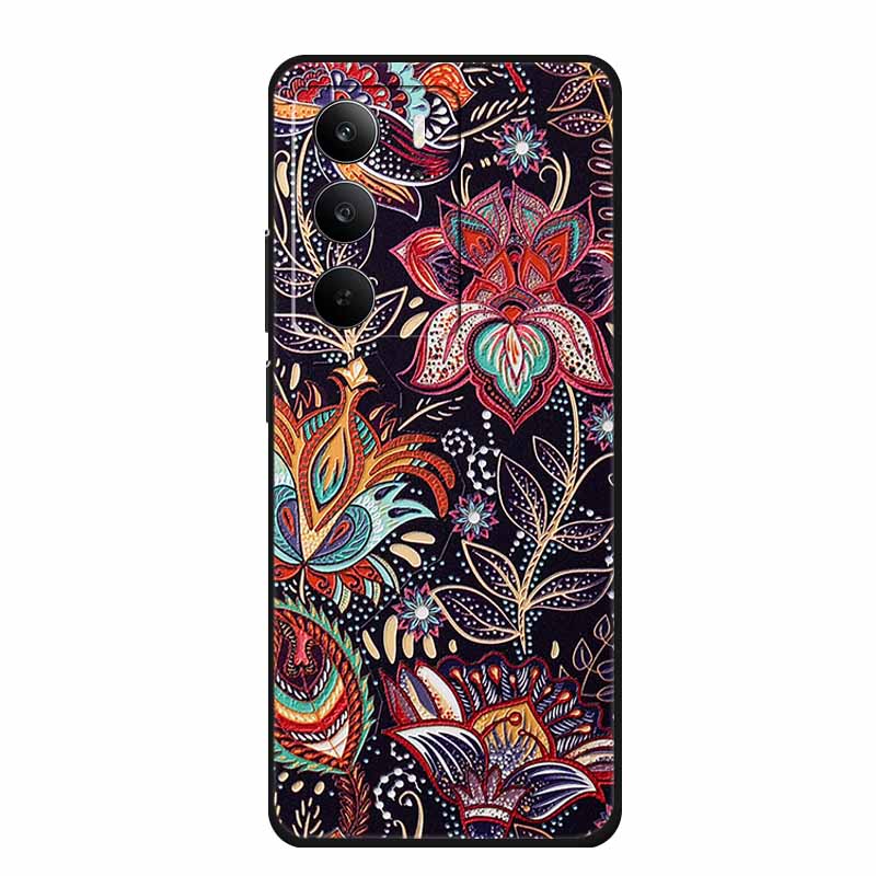 3D Тисненый Чехол Для Realme C75 4G 5G C75x V70 V70s 14x Realme C71 4G Чехол C 75 71 Чехол Цветок Черный Силикон Мягкая Задняя Крышка Сумка