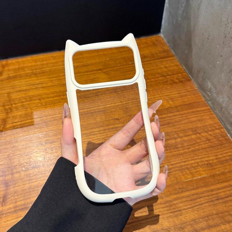 Милый кошачий ушко и хвост для чехла Magsafe Для iPhone 17 16 13 12 Pro Max 14 15 Plus 11 17 Air Жесткий Прозрачный PC TPU Бронированный Чехол