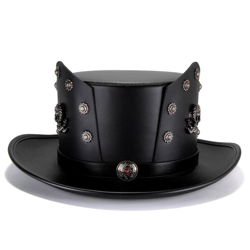 Steampunk Industrial Vintage PU Gentleman Top Hat Halloween Party Cosplay Stage Performance