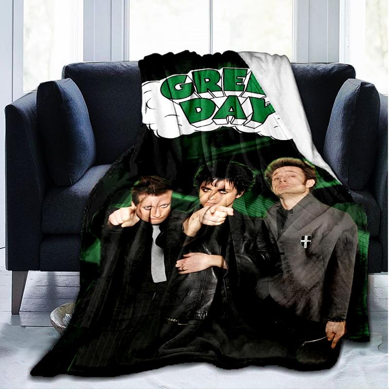 1PC Green Day Flannel Blanket, Use for Birthday/Holiday Gift, Soft Blanket for Sofa/Bed/Camping/Office/Tourism Use,All Seasons