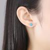 Серьги из серебра 925 пробы с опалом для женщин - Стильный корейский дизайн с круглым опалом в оправе с четырьмя крапанами