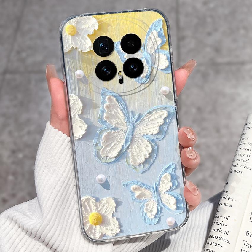 Для Huawei Honor Magic8 7 6 5 Pro Nova 12 Ultra 12i Чехол для телефона Красивый цветочный узор Прозрачный силиконовый Полностью защитный чехол Для корпуса Huawei