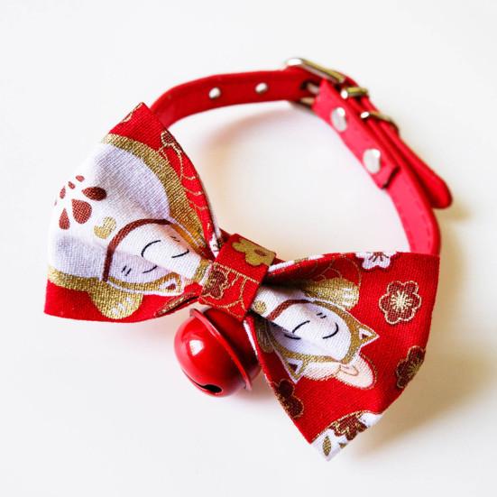 Ошейник для собак с китайским узлом, декоративный полиэстер, ошейники для домашних животных, кошек и собак с колокольчиком