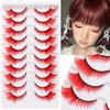 10 Pairs Soft Fluffy Colored Lashes Dramatic Look Fox Eye Lashes  for Cosplay Party Stage Masquerade