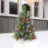 Lighted Artificial Christmas Urn Filler Battery Operated Pre-lit Xmas Pine Trees with Tripod Stake And LED Lights Holiday Planter Filler for