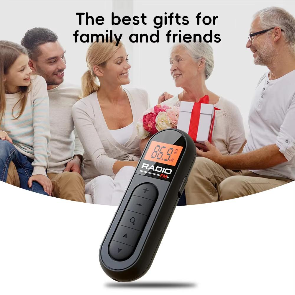 Mini Pocket Clip FM Radio Portable Radio with LCD Display Wired 3.5mm Headphones For Meetings Tours Running