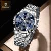 Men Watch Fashion Moon Phase Quartz Watches Waterproof Luminous Date Wristwatches Stainless Watch Gifts Reloj
