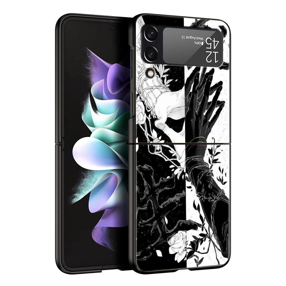 Пластиковый чехол для телефона с мультяшным рисунком для Samsung Galaxy Z Flip 7 6 5 4 Черная крышка для Galaxy Z Flip 3 Складной чехол Fundas Shell Funda Сумка