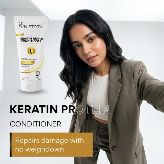 Кондиционер с кератином The Skin Story | Для гладких, сухих, вьющихся волос | Без сульфатов и парабенов | Кондиционер для женщин и мужчин | 100 г
