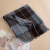 Winter New Plaid Scarf Printed Tassel Imitation Cashmere Scarf Fashionable Sweet Shawl Mid Length Thick Warm Scarf