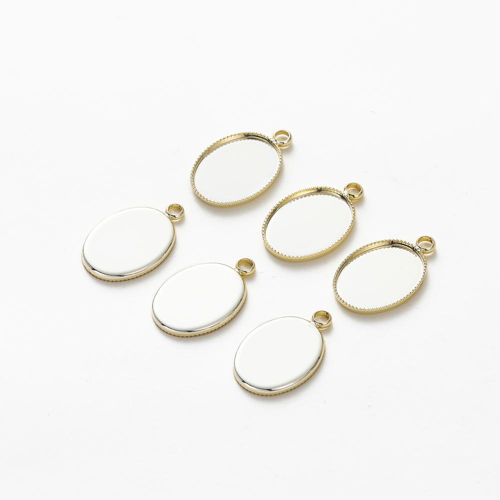 10Pcs/Lot 14K 18K Gold Plated Cabochon With Hole Pendant Base Blank Tray Bezel DIY Handmade Pendant Jewelry Making Findings
