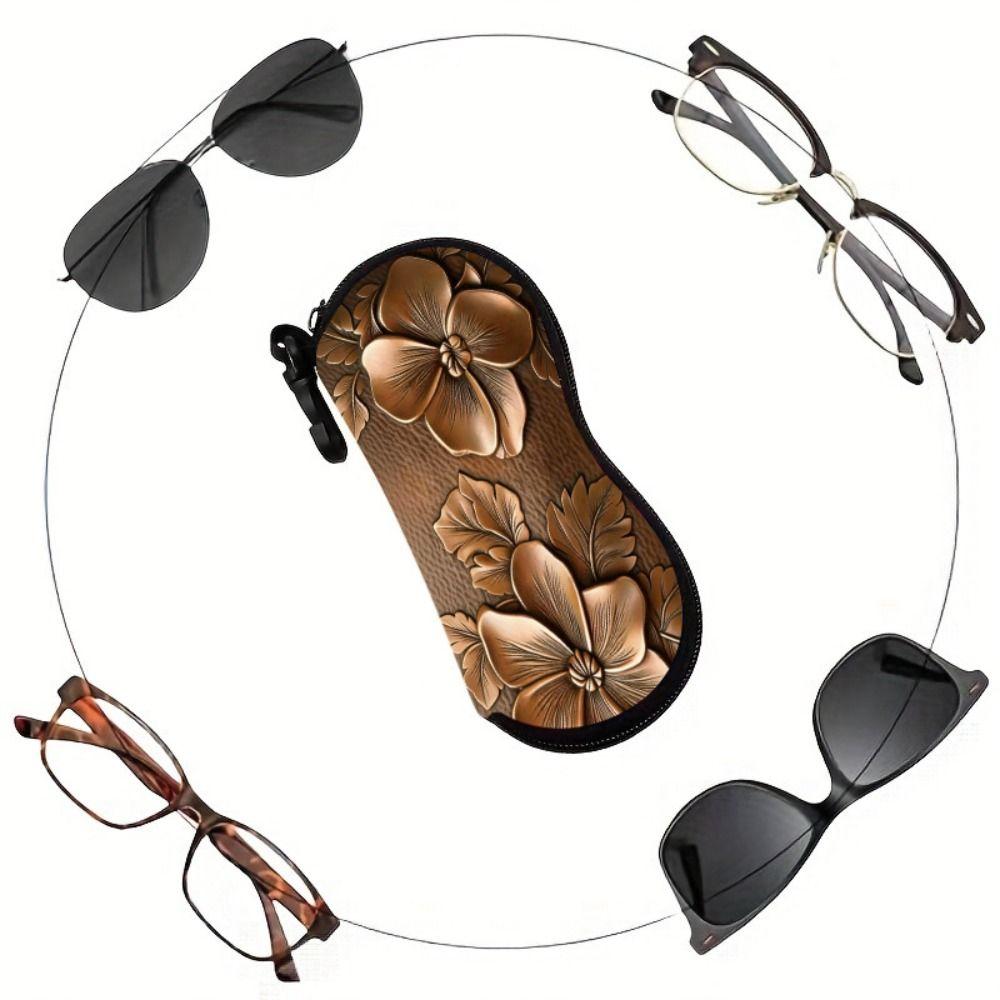 Hanging Sunglasses Storage Bag Leather Sunglasses Holder Butterfly Print Eyeglass Case Women