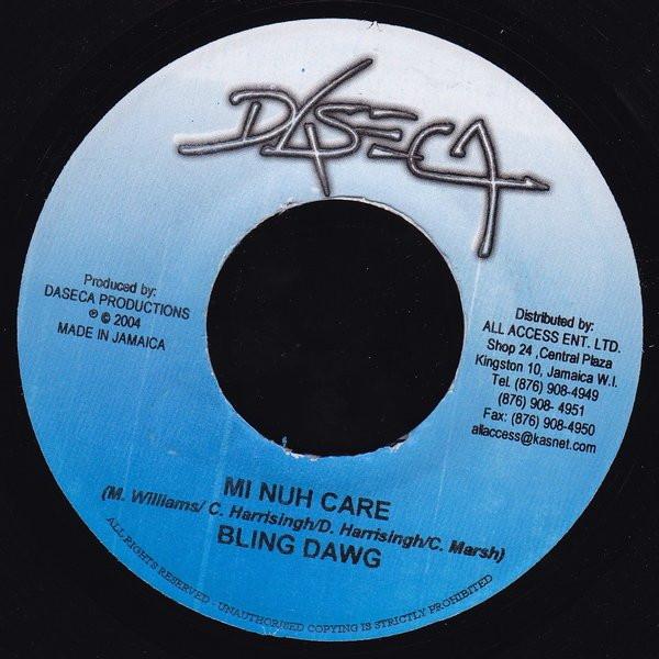 7-дюймовая пластинка BLING DAWG SINGER J Mi Nuh Care Tek It Too Far NONE Daseca 2004 Ямайка Регги Ска Даб Б/у
