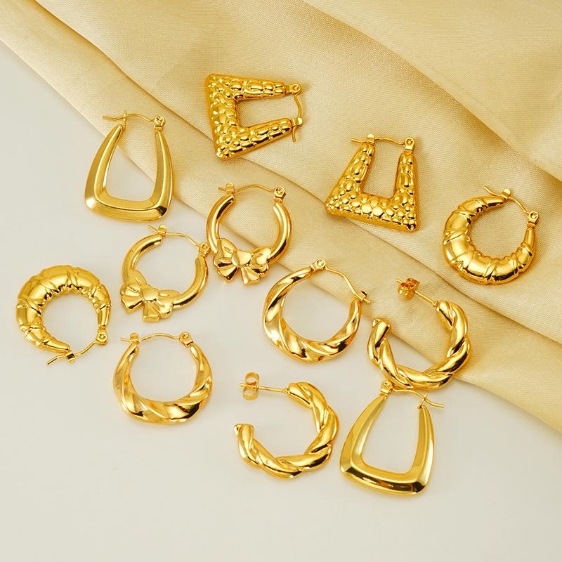 Винтажные серьги-кольца из нержавеющей стали с закручиванием для женщин, модный нишевый дизайн, ювелирное изделие-подарок