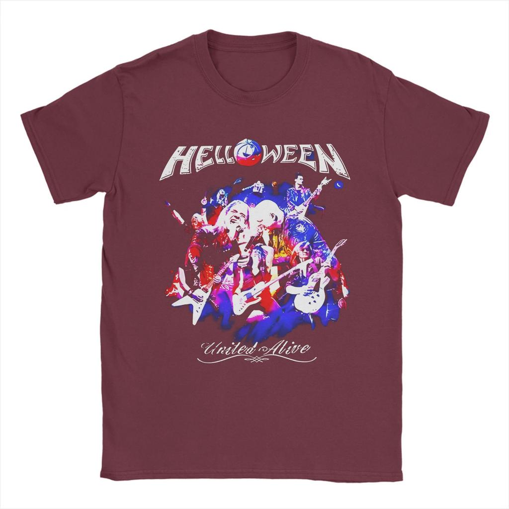 Мужские футболки Heavy Metal Helloween Band Смешные хлопковые футболки с коротким рукавом German Power Rock Футболки с круглым вырезом Одежда Лето