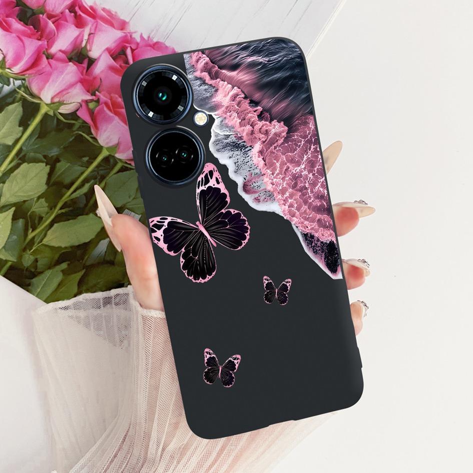 Для Tecno Camon 19 Pro CI8 Чехол Camon19 Pro 5G CI7n Обложка Красивая Бабочка Мягкий Силикон Черный Чехол Для Tecno Camon 19 Neo Чехол