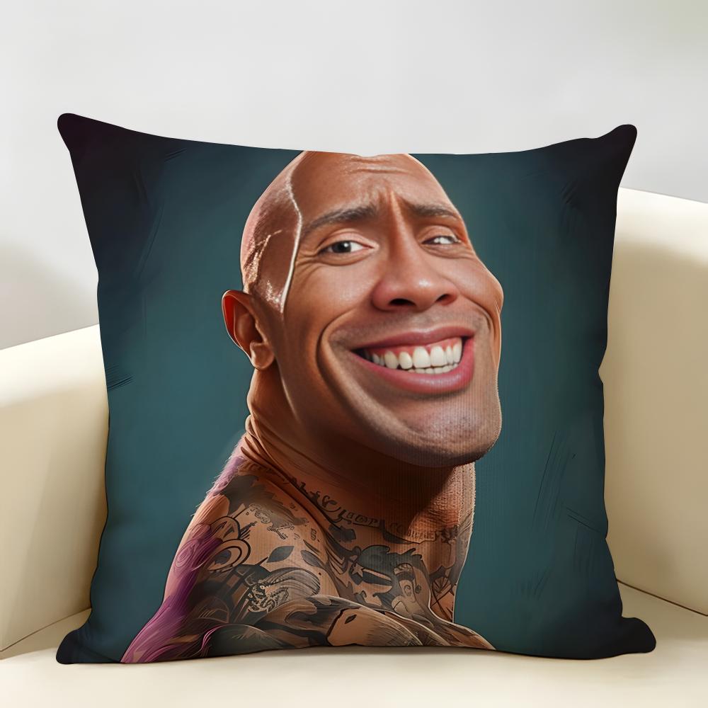 The RRock Face FUNNY Cushion Cover Natural Linen Organic Fabric DoubleSided Printing Room Sofa Decor Pillow Case