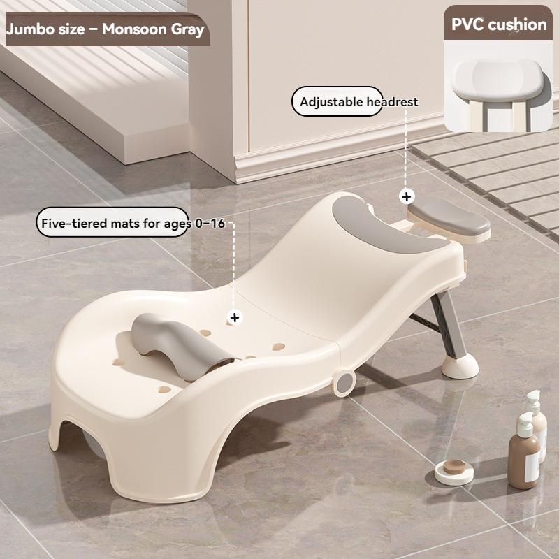 Foldable Baby Hair Washing Chair Portable Kids Shampoo Bath Bed Children Head Washing Recliner Home Bathing Tool