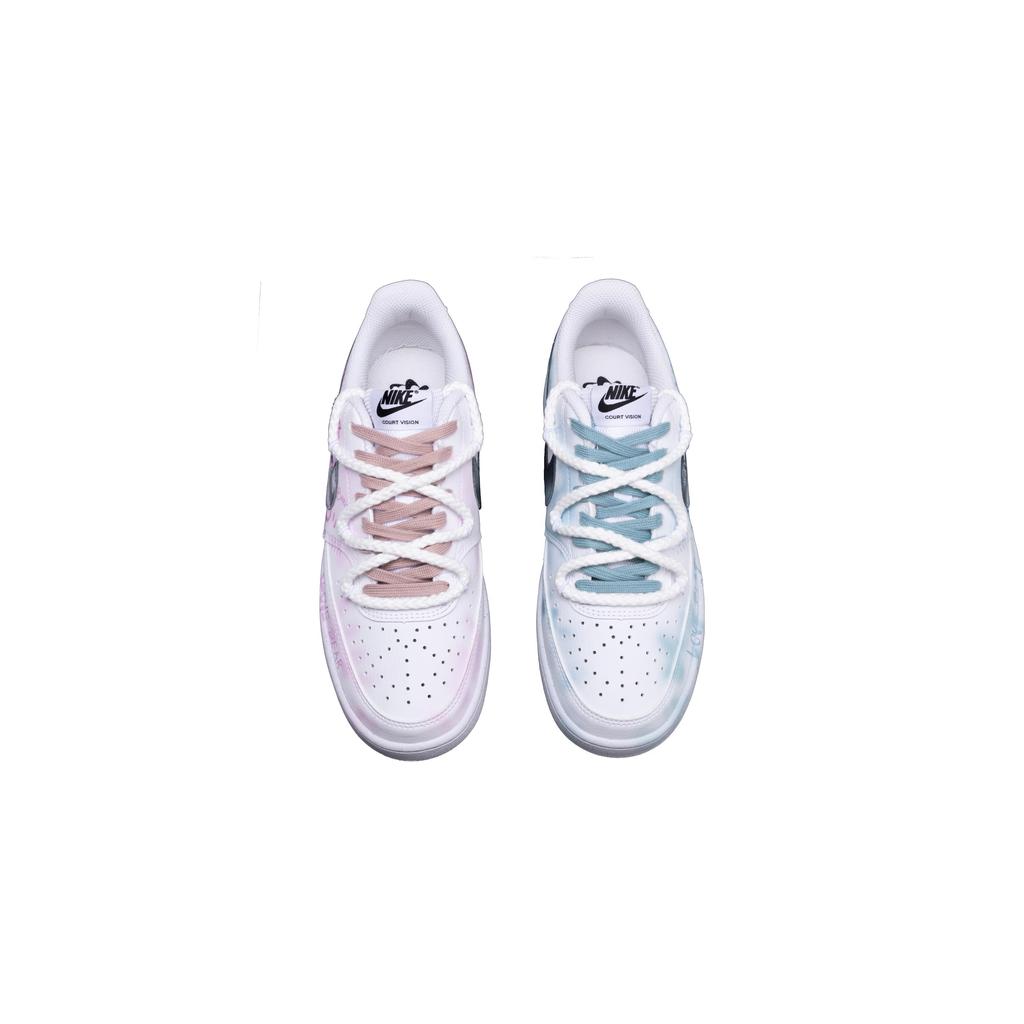 Nike Court Vision 1 Low top Skateboard Shoes Men's Blue Pink Mismatched DH2987-101(Team1058-)