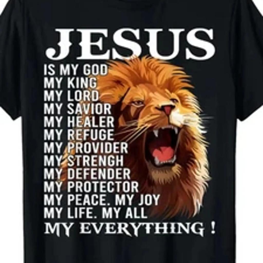 Ewhlion Christian Jesus Is My God King Lord And Savior T Shirt Vintage Breathable Unisex Casual Homme Graphic Fashion