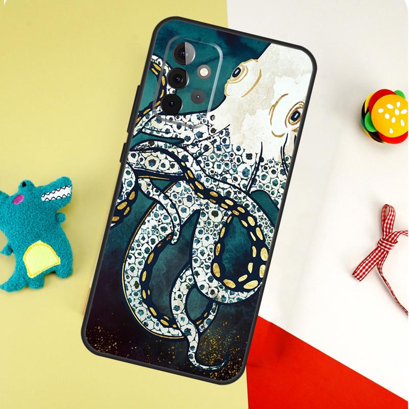 Морская жизнь Осьминог Чехол для Samsung Galaxy A54 A34 A24 A14 A12 A22 A32 A42 A52 A72 A52S A51 A71 A13 A53