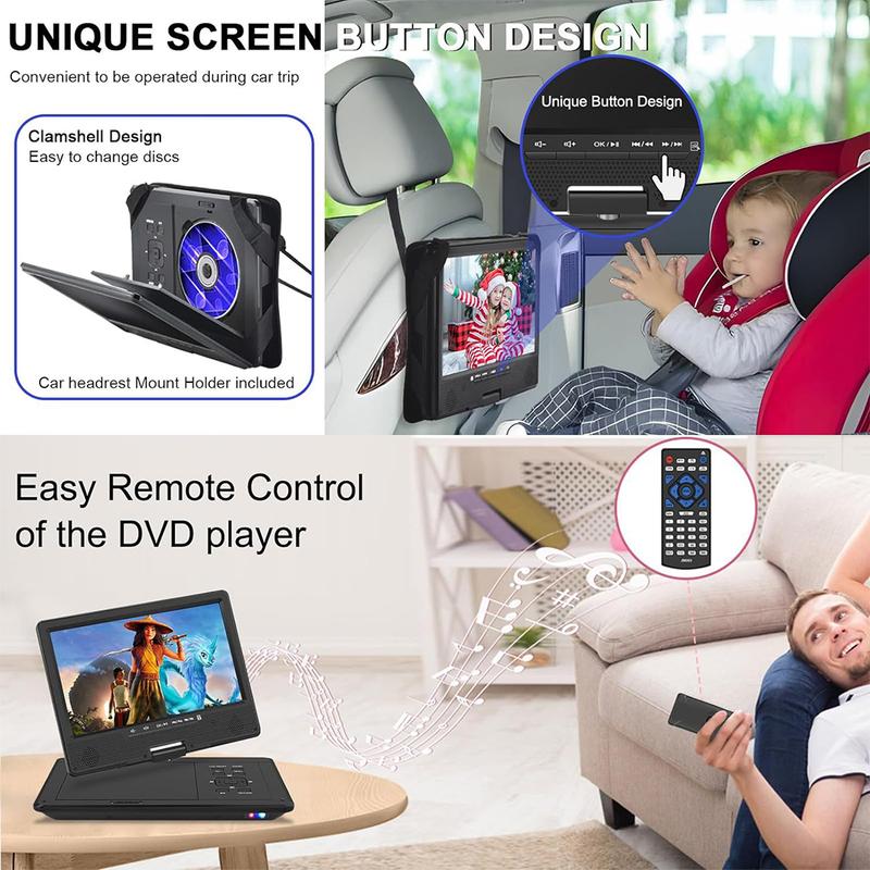 12,5-дюймовый мобильный DVD-плеер Видео высокой четкости Беспроводной Bluetooth-совместимый портативный полноформатный автомобильный CD-плеер