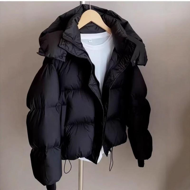 Womens Short Puffer Coat Warm Winter Quilted Jacket Loose Fit Casual Outerwear